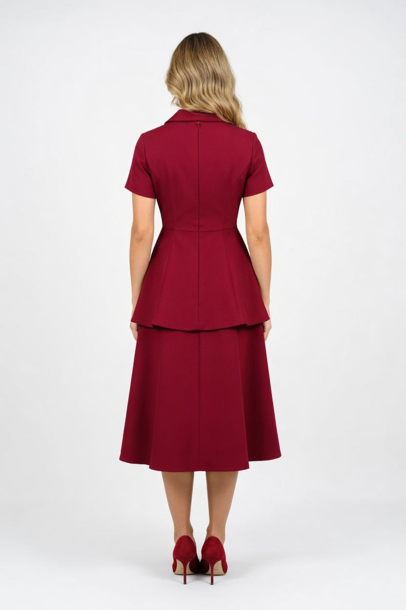 Ruffle Detail Blazer & Skirt Set — back view