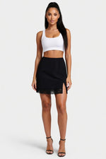 Lace Split A-Line Midi Skirt — front view