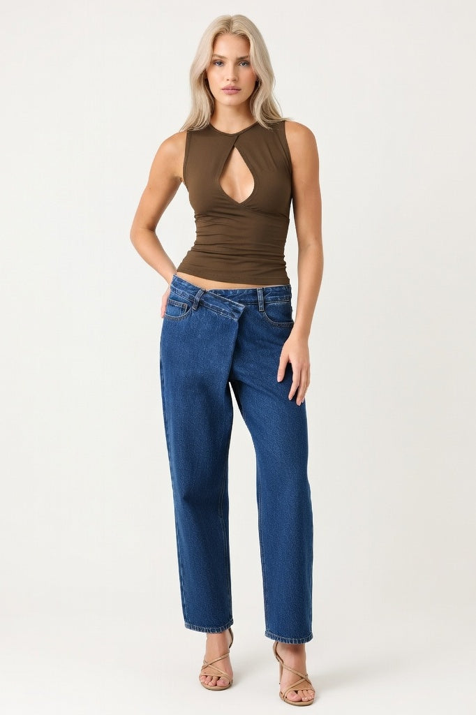 Hollow Sleeveless Vest — Coffee Brown