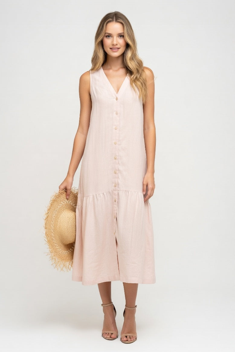 Cotton Slip Dress V-Neck — Cream