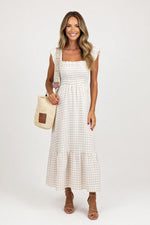 Plaid Patchwork Midi Dress — front view