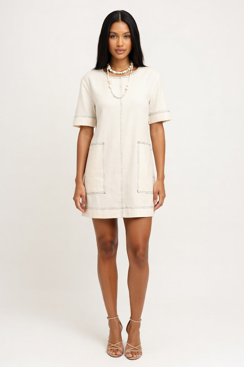 Casual Dress with Pocket Detail — Apricot Yellow