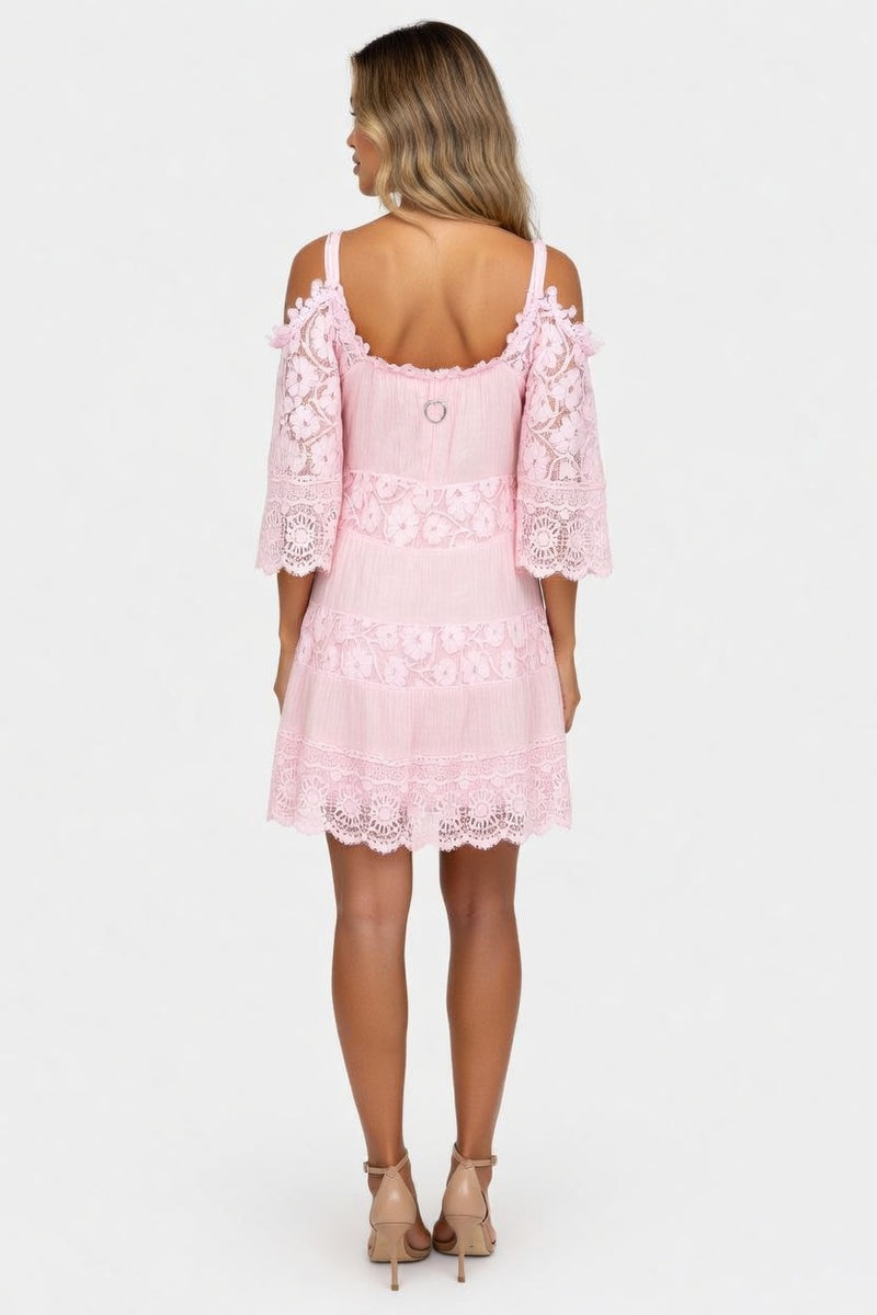Lace Off-Shoulder Dress — back view