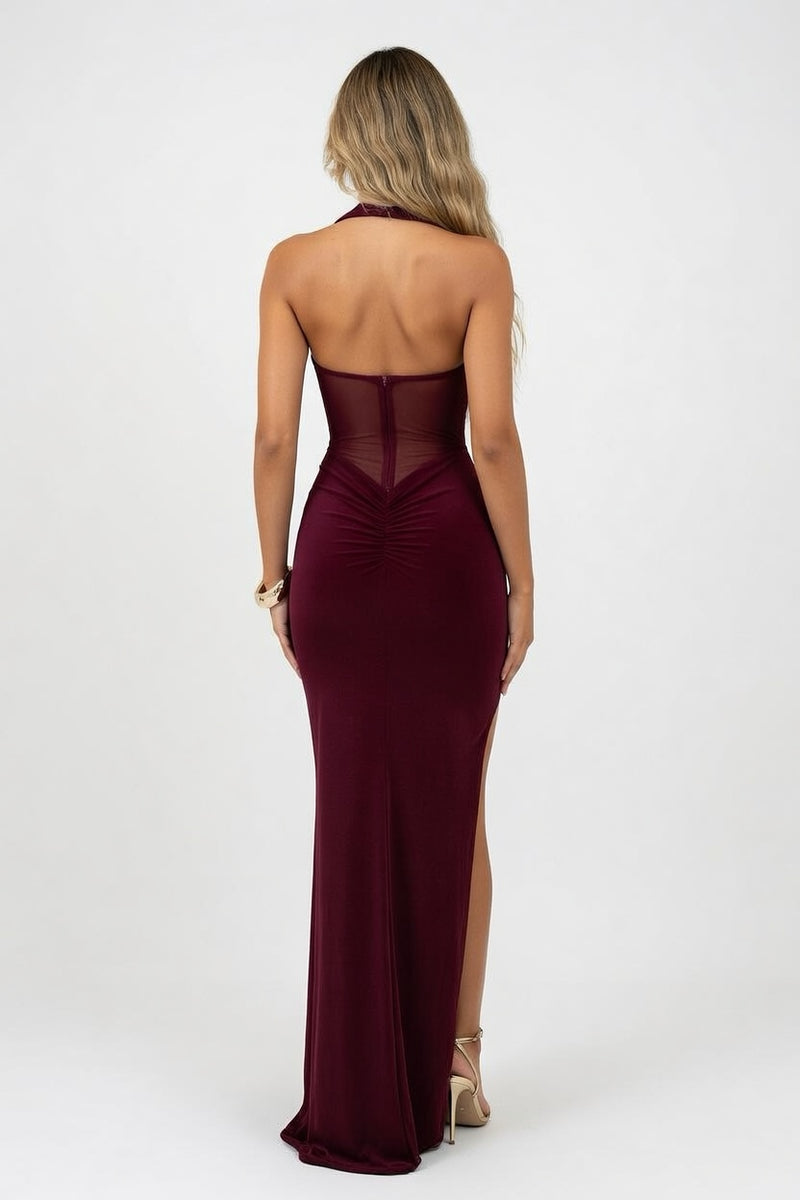 Halter Neck Maxi Dress — back view