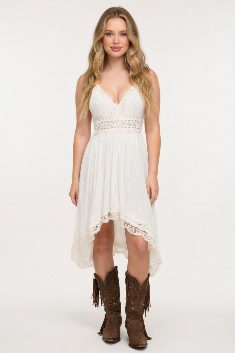 Lace Halter Mini Dress — front view