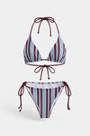 Striped Halter Bikini Set