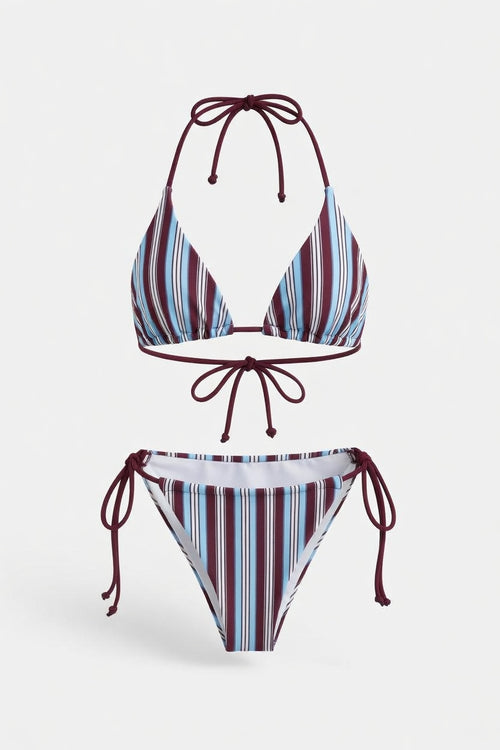 Striped Halter Bikini Set — front view