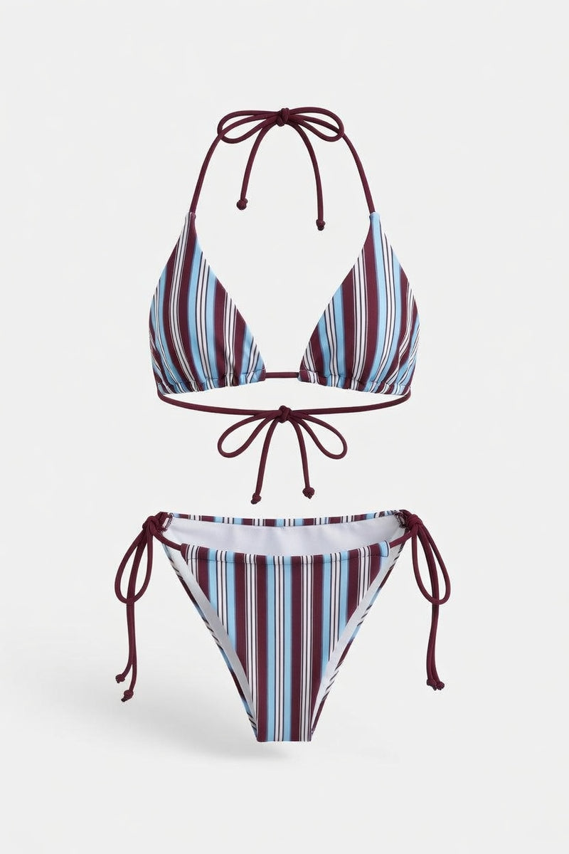 Striped Halter Bikini Set — front view