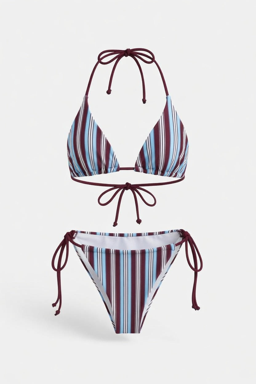 Striped Halter Bikini Set — front view
