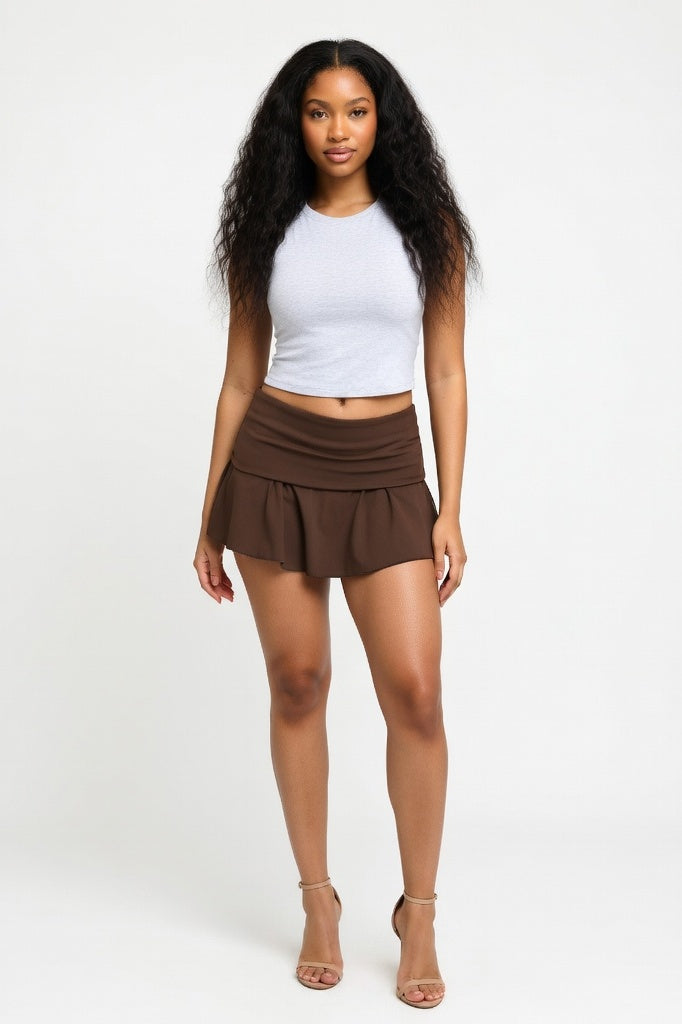 Pleated Tennis Skirt — Coffee Brown
