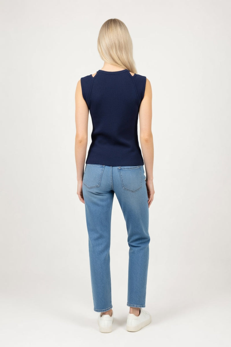 Ribbed Knit Tank Top — back view