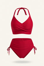 Drawstring Bikini Set — Red