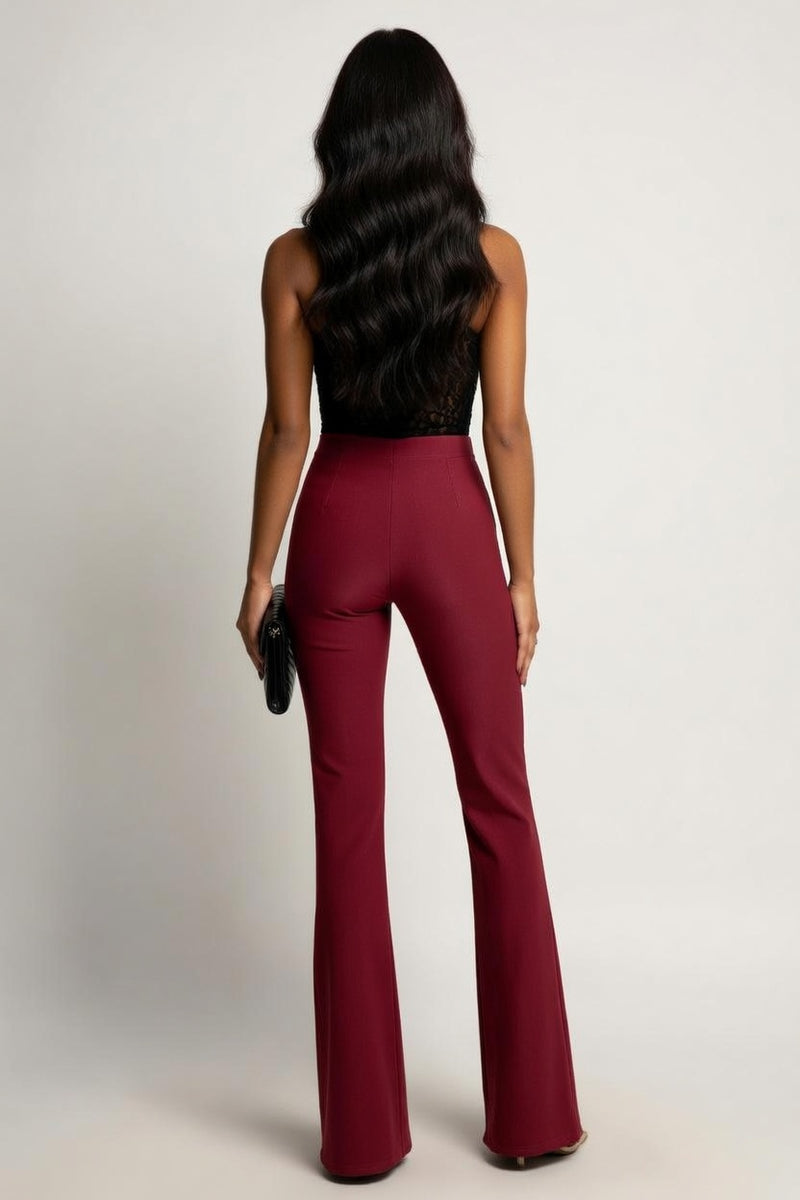 High-Waisted Flare Trousers — back view