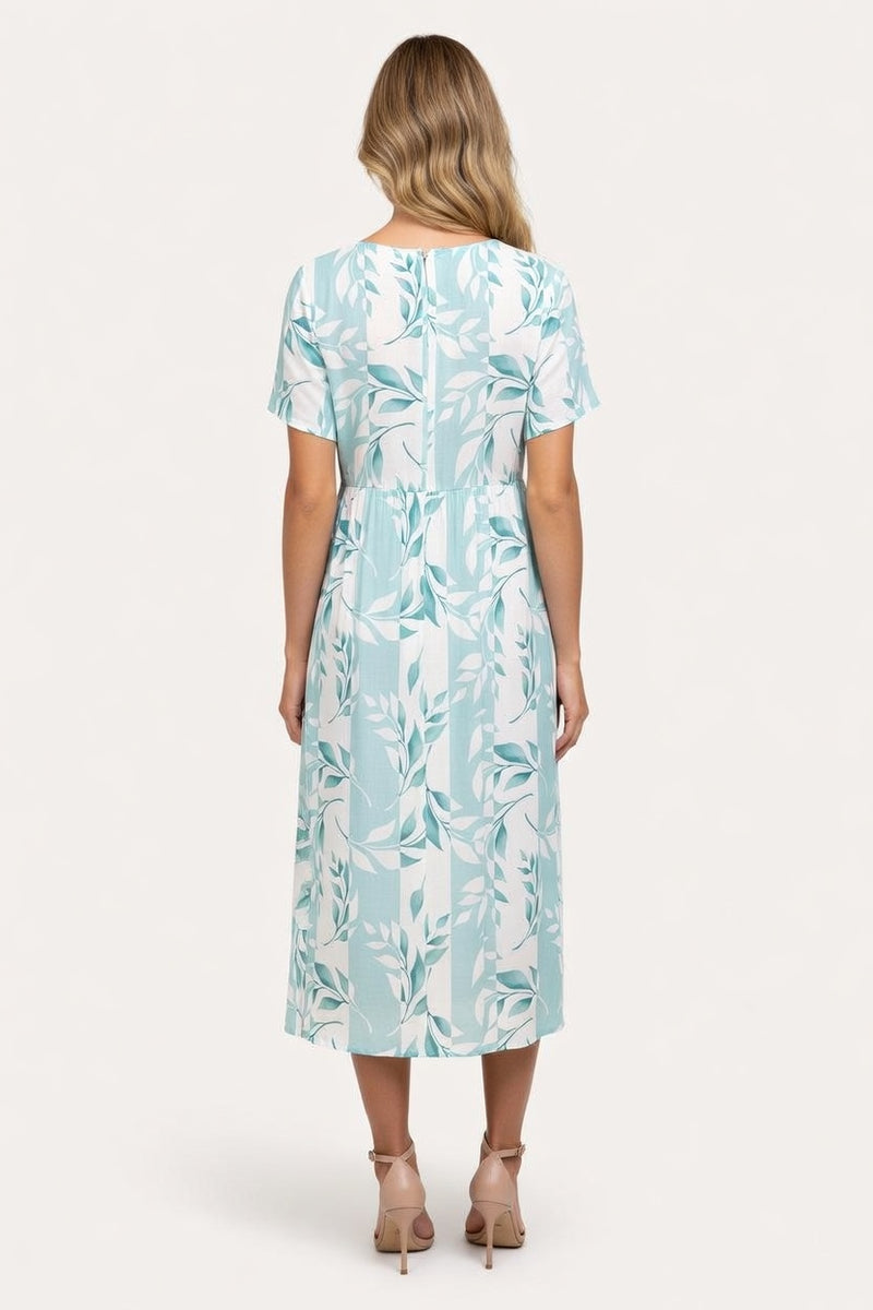 Knitted Dress Button Front Print — back view