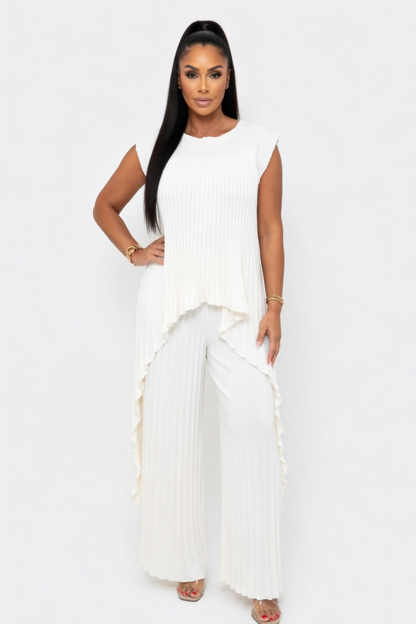Tailored Top & Pleated Pants Co-ord — White