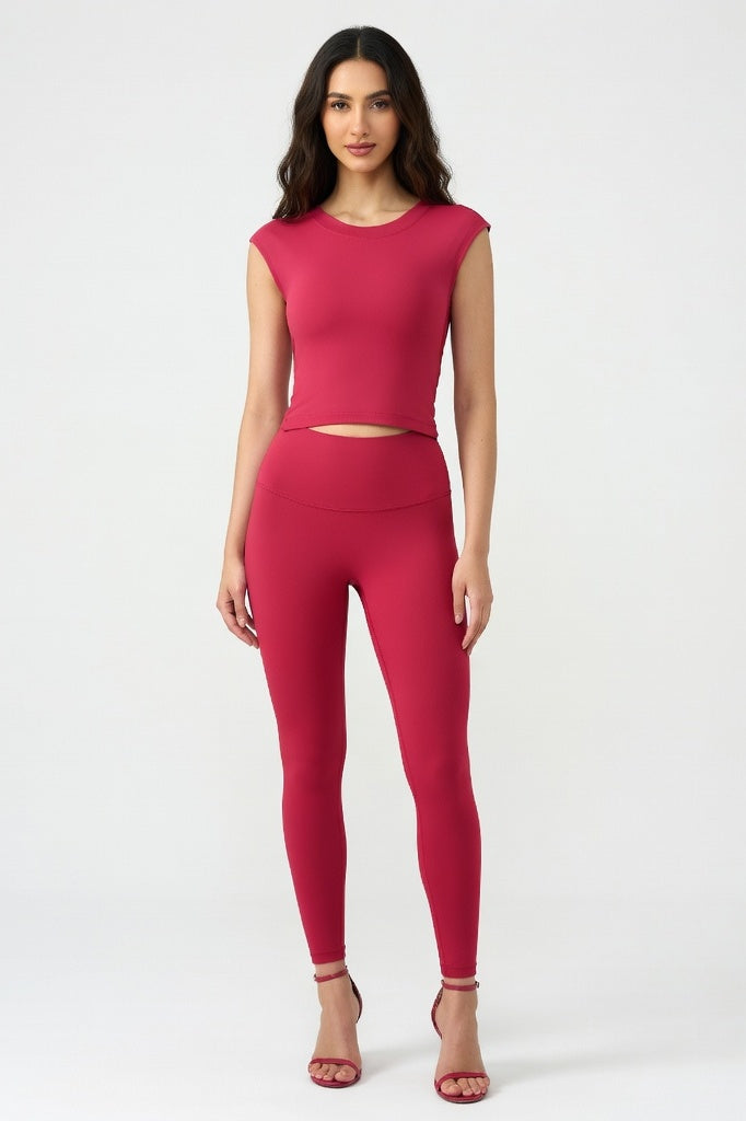 Backless Sports Bra Top — Raspberry Red