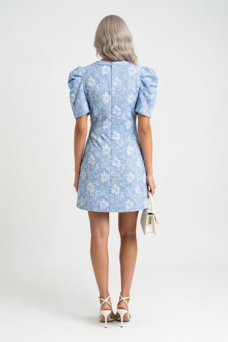 Daisy Embossed Fishtail Dress — back view