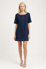 Casual Dress with Pocket Detail — Navy Blue