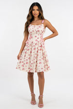 Printed Halter Dress with O-Ring Detail — Pink Floral