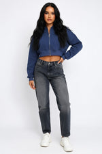 Oversized Hooded Sweatshirt — Color:E 24w 0318-063 # Gray blue
