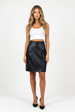 Leather-Look Mini Skirt — Black