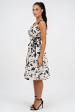 Printed Halter Dress with O-Ring Detail — side view