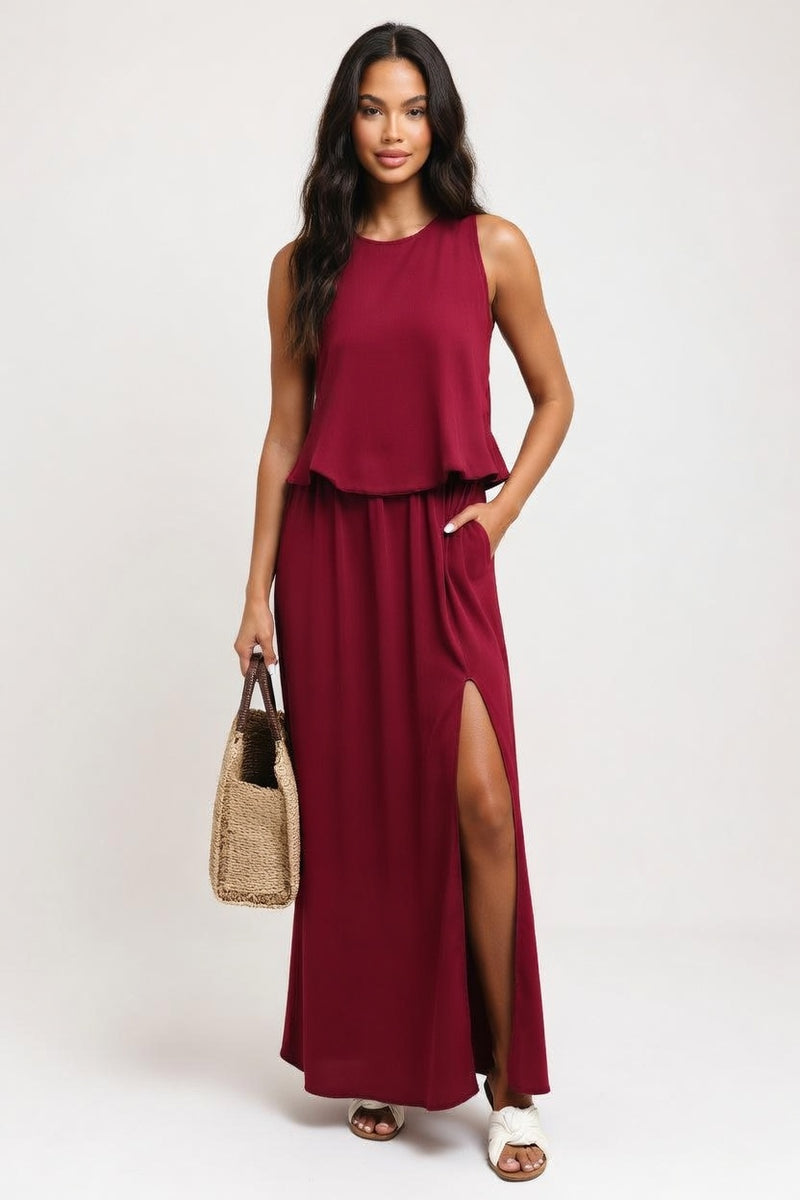 Modal Split Maxi Dress — front view