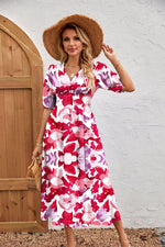 Printed Midi Dress — Red — colour variant