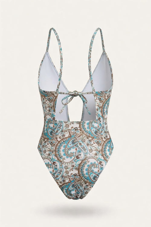 Deep V Cross-Back Swimsuit — back view