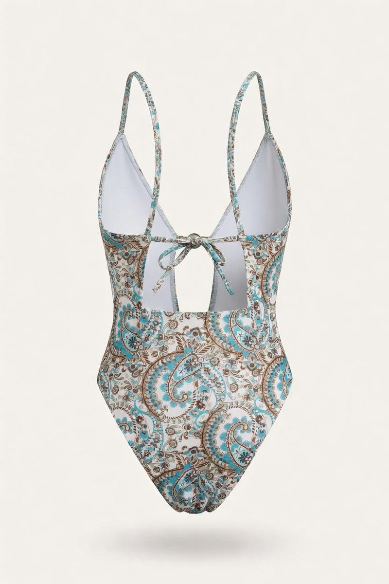 Deep V Cross-Back Swimsuit — back view