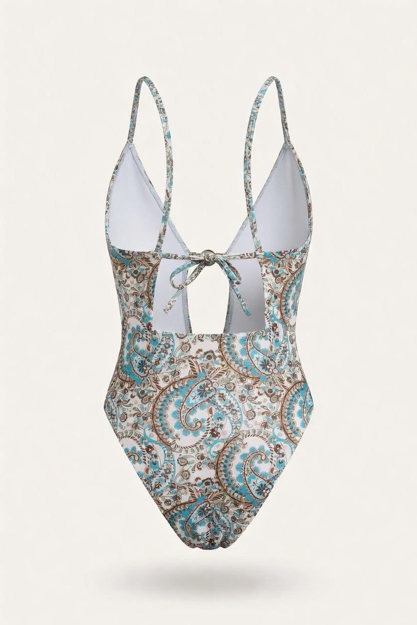Deep V Cross-Back Swimsuit — back view
