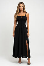 Printed Halter Maxi Dress — Black