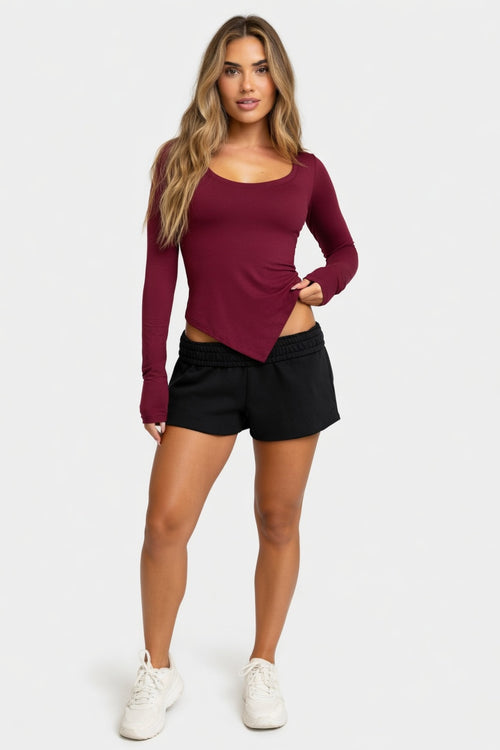 Viscose Long Sleeve Bodycon Top — front view