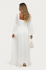 Square Neck Lantern Sleeve Dress — back view