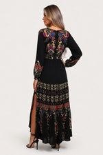 Printed U-Neck Maxi Dress — back view
