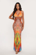 Halter Deep V Neck Mini Dress — front view