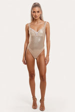 Sequined Halter Jumpsuit — Apricot