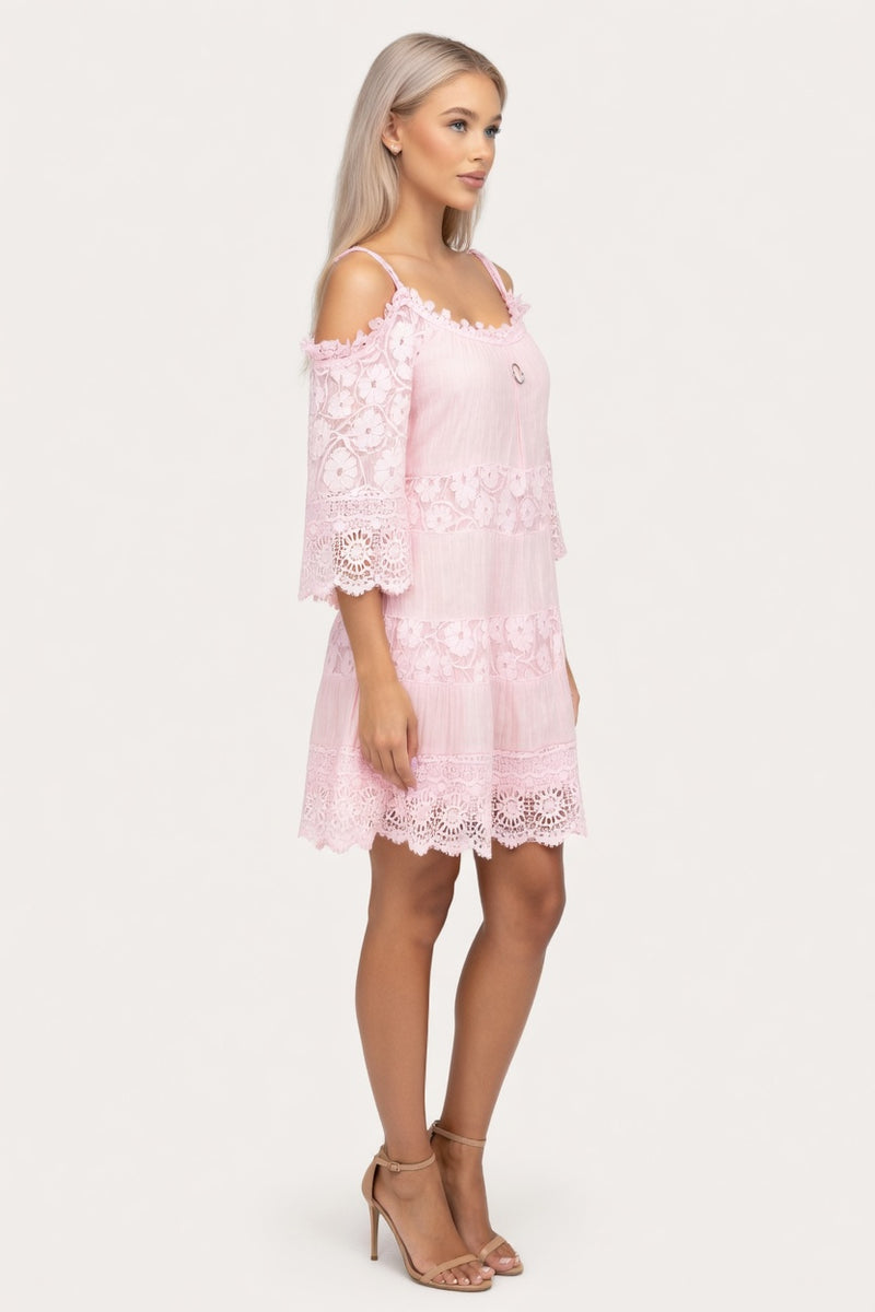 Off-Shoulder Lace Cami Dress — side view