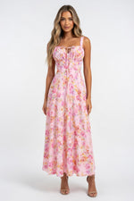 Halter Printed Midi Dress — front view