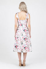 Floral Print Midi Dress with Bow Detail — back view