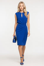 Satin Knot Detail Dress — Dark Blue