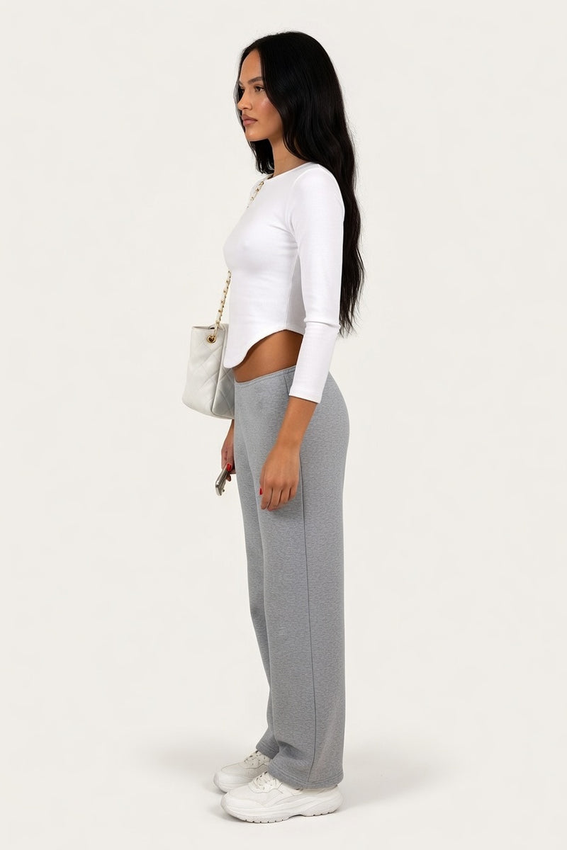 Fitted Cotton Three-Quarter Sleeve Top — side view