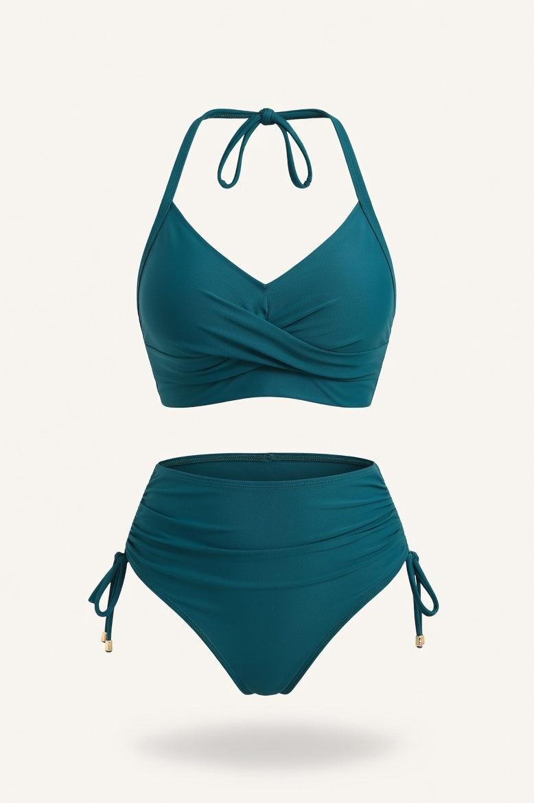 Drawstring Bikini Set — Peacock Blue