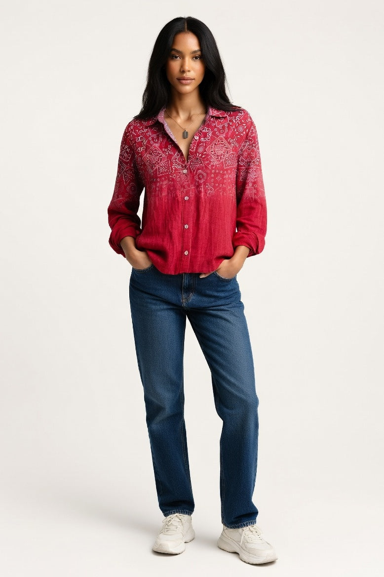 Printed Cotton-Blend Shirt — Vintage 5