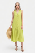 Cotton Slip Dress V-Neck — Light Green