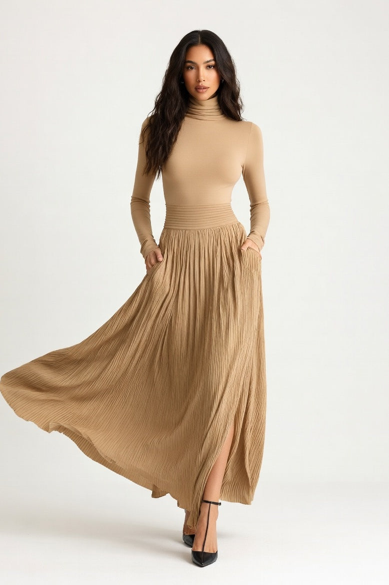 Tailored Blazer Skirt Co-ord — Camel