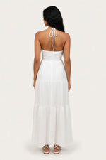 Deep V Halter Dress — back view