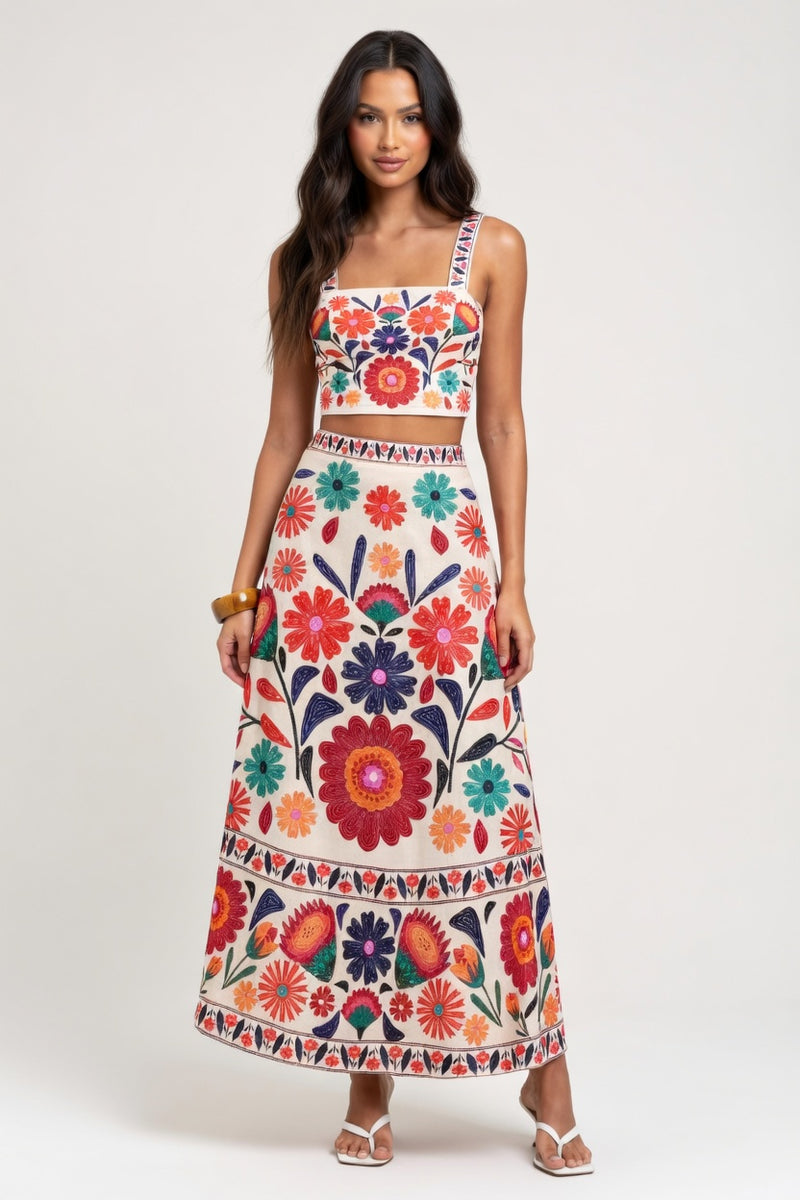 Printed Halter Co-Ord Set — front view