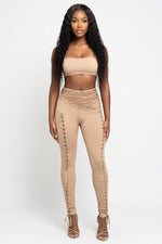 Lace-Up Vest and Trouser Co-Ord Set — Khaki