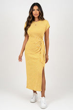 Striped Long Sleeve Dress — Yellow